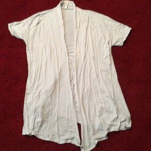 White short sleeve open front cotton cardigan